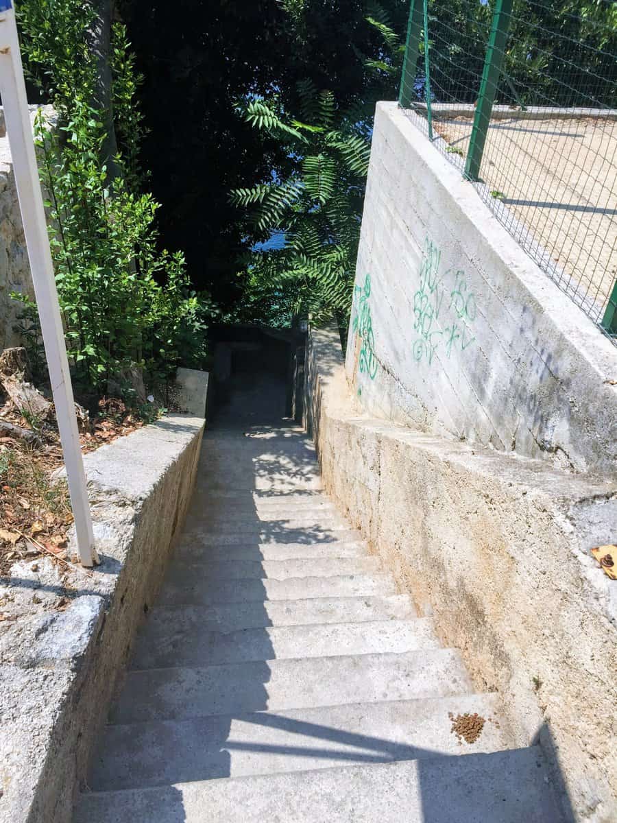 Stairs down to Sveti Jakov beach in Dubrovnik