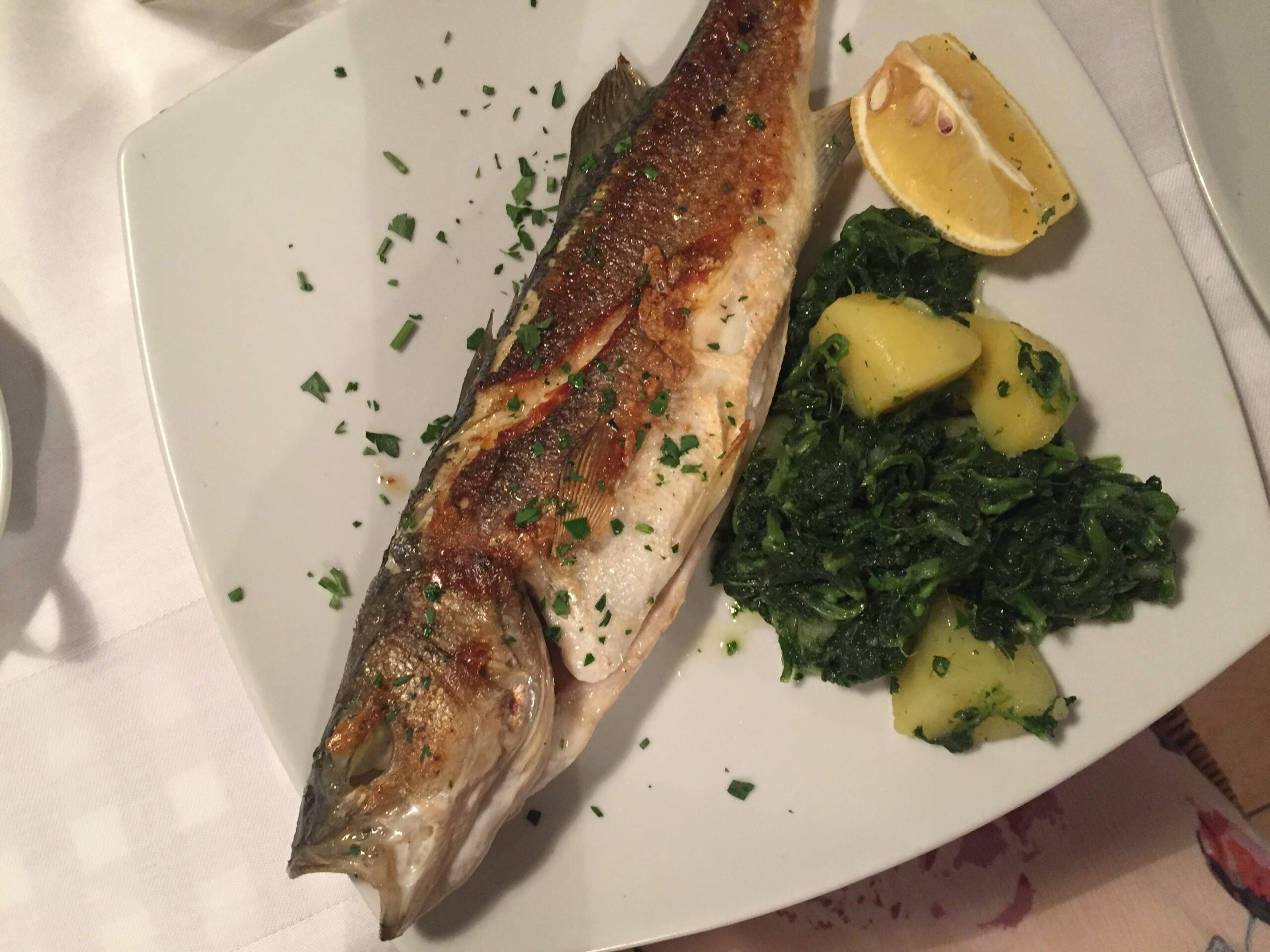 Grilled fish dinner in Split, Croatia
