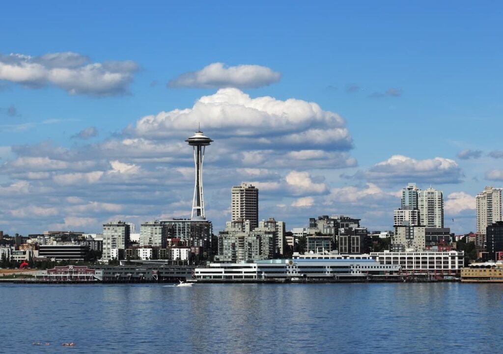 Vancouver vs. Seattle Space Needle skyline view