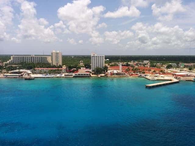 view from ocean to city of cozumel 