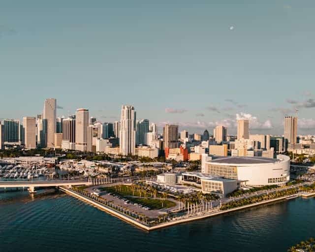 view from overhead of Miami city