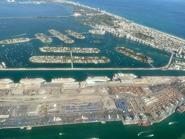 aerial view of Miami port