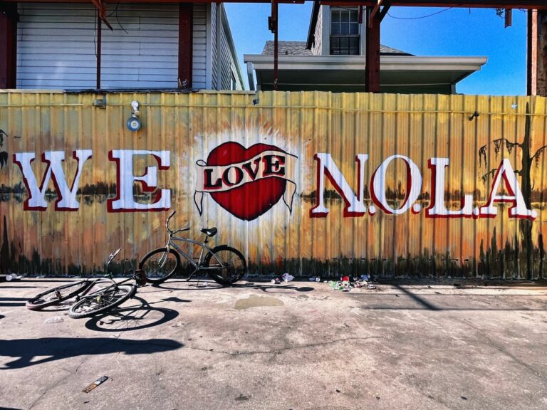 We Love NOLA sign in the bywater, area to explore on a New Orleans 2 day itinerary