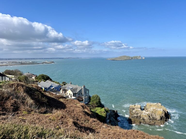 coastal view of water from a rocky cliff in Howth Ireland