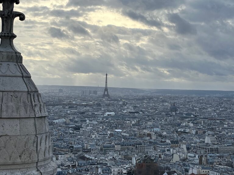 view over Paris in February from top of Sacre Couer basilica