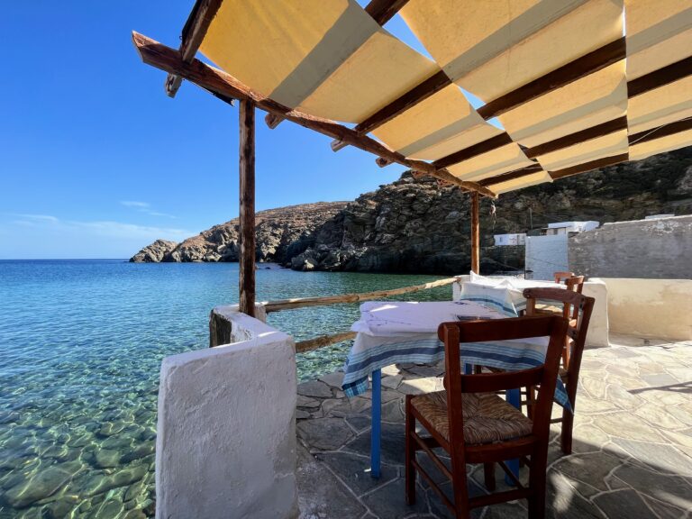 view over the sea from a restaurant in Sifnos Greece